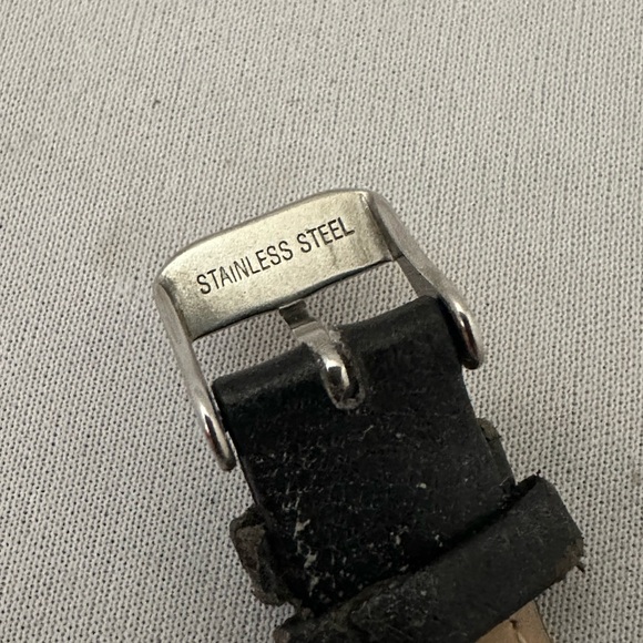 Anne Klein silver tone ladies watch with black leather band - Picture 6 of 6